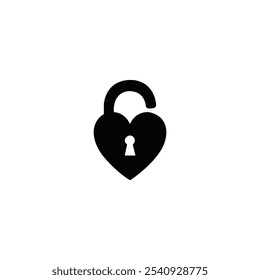Icono de candado en forma de corazón bloqueado. Cerradura del amor aislada en el fondo blanco.