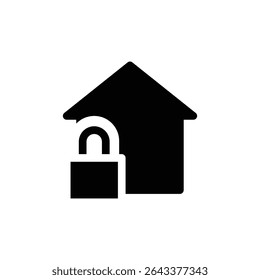 locked home solid icon vector illustration