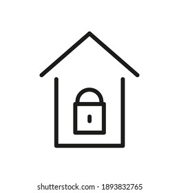 Locked House Outline Vector Icon. For Web And App