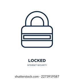 icono bloqueado de la colección de seguridad de Internet. Ligero lineal, bloqueo, icono de contorno de seguridad aislado en fondo blanco. Señal de bloqueo de vector de línea, símbolo para web y móvil