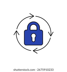 locked icon outline editable stroke line drawing eps
