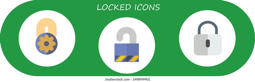 locked icon set. 3 flat locked icons.  Simple modern icons about  -