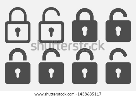 locked icon set isolated on white background. Vector illustration. Eps 10.