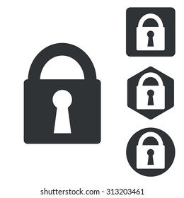 Locked icon set, monochrome, isolated on white