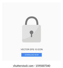 Locked Icon Silver Color Flat Icon White Background Vecotr Illustration