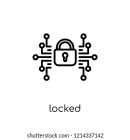 Locked icon. Trendy modern flat linear vector Locked icon on white background from thin line Internet Security and Networking collection, editable outline stroke vector illustration