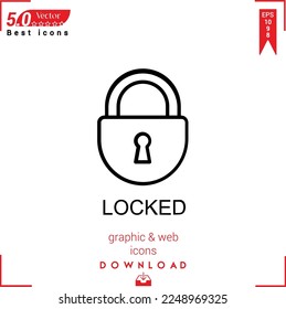 LOCKED icon vector . Business marketing management, LOCKED new icons , simple, isolated, application , logo, flat icon for website design or mobile applications,
UI  UX design Editable stroke. EPS10