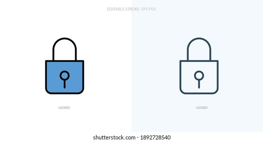 Locked icon for your website, logo, app, UI, product print. Locked concept flat Silhouette vector illustration icon. Editable stroke icons set