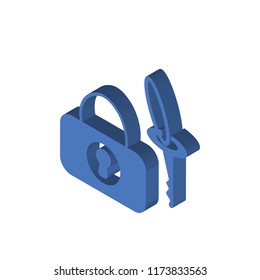 Locked isometric left top view 3D icon