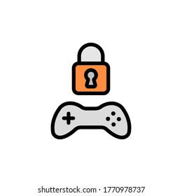 Locked, joystick icon. Simple color with outline vector elements of video game icons for ui and ux, website or mobile application