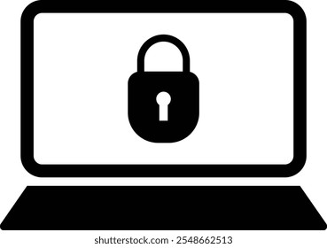 Locked laptop icon isolated on white background . Laptop with padlock icon . Vector illustration