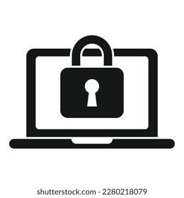 Locked laptop icon simple vector. Data protect. Computer safe