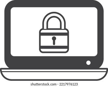 locked laptop illustration in minimal style isolated on background