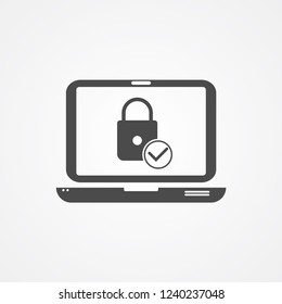 Locked laptop vector icon sign symbol