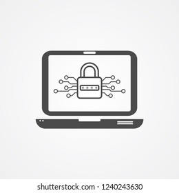 Locked laptop vector icon sign symbol
