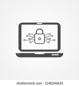 Locked laptop vector icon sign symbol