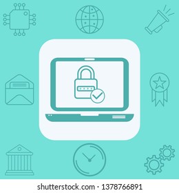 Locked laptop vector icon sign symbol
