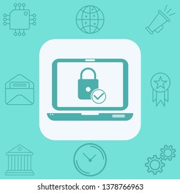 Locked laptop vector icon sign symbol