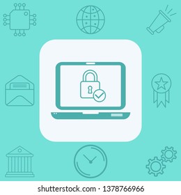 Locked laptop vector icon sign symbol
