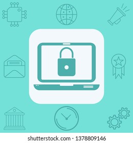 Locked laptop vector icon sign symbol