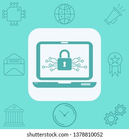Locked laptop vector icon sign symbol