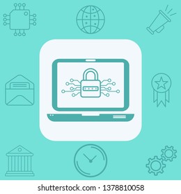 Locked laptop vector icon sign symbol