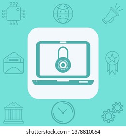 Locked laptop vector icon sign symbol