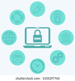 Locked laptop vector icon sign symbol