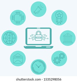 Locked laptop vector icon sign symbol
