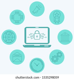 Locked laptop vector icon sign symbol