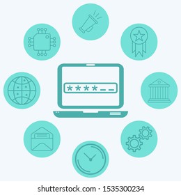 Locked laptop vector icon sign symbol