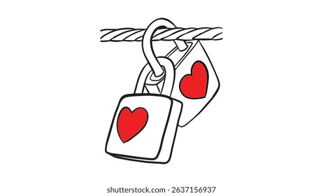 Locked in Love – Heart Padlock Design, Romantic Love Lock Clipart