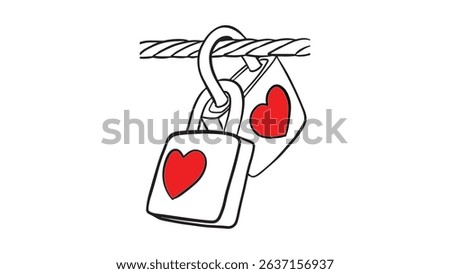 Locked in Love – Heart Padlock Design, Romantic Love Lock Clipart