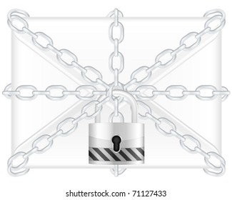 Locked mail with chains and padlock. Vector illustration.