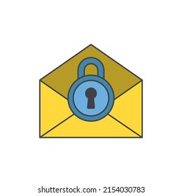 Locked mail icon in color icon, isolated on white background 
