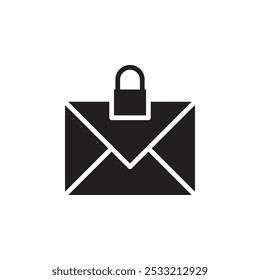 Locked mail icon Flat line illustration