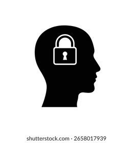 Vector de icono de silueta de mente bloqueada eps 10