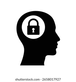 Locked Mind Silhouette Profile vector eps 10