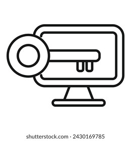 Locked monitor hacker icon outline vector. Robbery secure vigilant. Law protection