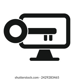 Locked monitor hacker icon simple vector. Robbery secure vigilant. Law protection