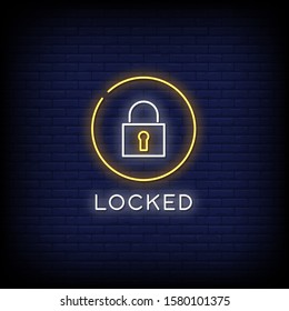 Locked Neon Signs Style Text Vector