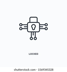 locked outline icon. Simple linear element illustration. Isolated line locked icon on white background. Thin stroke sign can be used for web, mobile and UI.