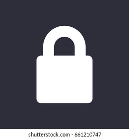 Locked padlock Application Mobile icon in trendy flat style white on isolated dark background symbol for your design logo UI Vector illustration EPS10