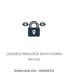 Locked padlock with chain icon vector. Trendy flat locked padlock with chain icon from security collection isolated on white background. Vector illustration can be used for web and mobile graphic 