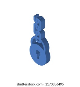 Locked padlock with chain isometric left top view 3D icon