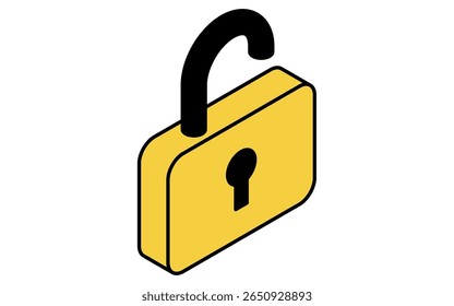 Locked padlock, Crime Prevention and Home Security Isometric Icon, Vector Illustration