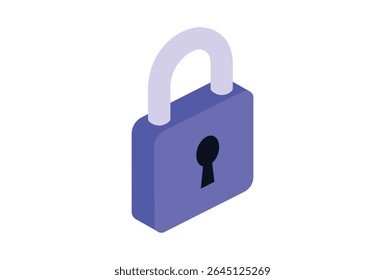 Locked Padlock Cyber security, data, and privacy protection vector illustration.