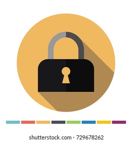 Locked padlock flat web icon. Vector Illustration.