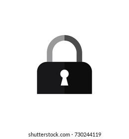 Locked padlock flat web icon. Vector Illustration.