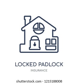 Locked padlock insurance icon. Locked padlock insurance linear symbol design from Insurance collection.